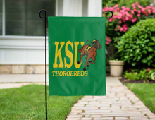 Load image into Gallery viewer, green ksu kentucky state university double sided garden flag for yard decor