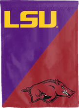 Load image into Gallery viewer, lsu arkansas double sided house flag for college dorm decor