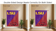 Load image into Gallery viewer, lsu arkansas logos reading correctly on both sides of double sided house flag