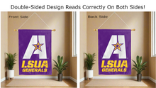 Load image into Gallery viewer, lsua generals logo reading correctly on both sides of purple house flag