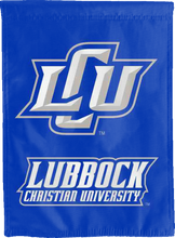 Load image into Gallery viewer, blue lubbock christian university double sided house flag for game day decor