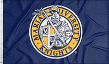 Load image into Gallery viewer, blue marian university knights flag for college dorm decor