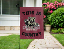 Load image into Gallery viewer, marono double sided garden flag with this is kutztown golden bears country logo for yard decor