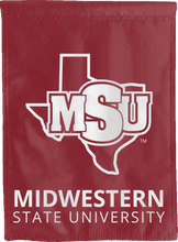 Load image into Gallery viewer, maroon midwestern state university double sided house flag for man cave decor