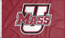 Load image into Gallery viewer, maroon umass minutemen flag for college dorm decor