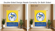 Load image into Gallery viewer, mcneese baseball logo reading correctly on both sides of double sided house flag