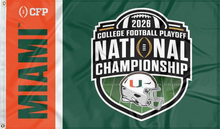 Load image into Gallery viewer, green orange and white miami college football playoff 2026 flag for college dorm decor
