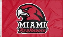 Load image into Gallery viewer, red miami university flag for college dorm decor for college dorm decor