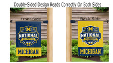 Load image into Gallery viewer, Michigan 2026 March Madness Basketball Champions logo reading correctly on both sides of double sided Garden Flag