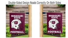 Load image into Gallery viewer, missouri state football logo reading correctly on both sides of garden flag