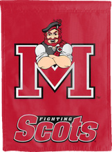 Load image into Gallery viewer, red monmouth college fighting scots double sided house flag for man cave decor