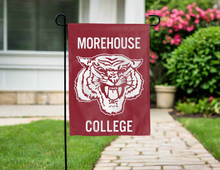 Load image into Gallery viewer, red morehouse college garden flag with maroon tiger logo for yard decor
