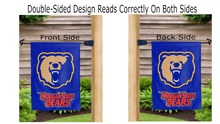 Load image into Gallery viewer, morgan state bears logo reading correctly on both sides of blue garden flag