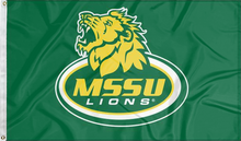 Load image into Gallery viewer, green mssu lions flag for college dorm decor