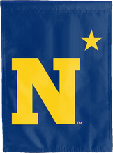 Load image into Gallery viewer, naval academy double sided house flag with N star logo for man cave decor
