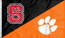 Load image into Gallery viewer, nc state clemson university house divided flag for college dorm decor