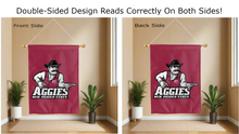 Load image into Gallery viewer, new mexico state aggies logo reading correctly on both sides of red double sided house flag
