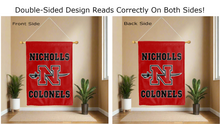 Load image into Gallery viewer, red nicholls colonels logo reading correctly on both sides of house flag