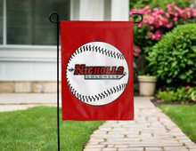 Load image into Gallery viewer, nicholls state baseball garden flag hung outside for yard decor