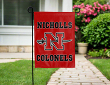 Load image into Gallery viewer, nicholls state university garden flag for yard decor hung outside the home