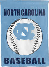 Load image into Gallery viewer, blue north carolina baseball double sided house flag for man cave decor