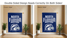 Load image into Gallery viewer, north florida ospreys logo reading correctly on both sides of blue double sided house flag