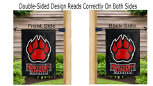 Load image into Gallery viewer, northern illinois huskies paw logo reading correctly on both sides of garden flag