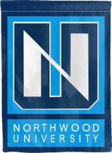 Load image into Gallery viewer, blue northwood university double sided house flag for fan cave decor