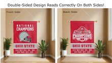 Load image into Gallery viewer, ohio state football nine time national champions logo reading correctly on both sides of red double sided house flag
