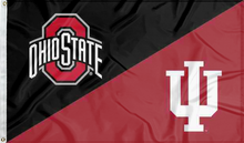Load image into Gallery viewer, ohio state indiana game day house divided flag for college dorm decor