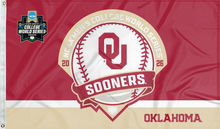 Load image into Gallery viewer, oklahoma baseball college world series 2026 flag for college dorm decor