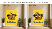 Load image into Gallery viewer, oski the bear logo reading correctly on both sides of gold uc berkeley double sided house flag
