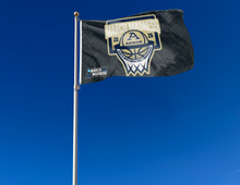 Load image into Gallery viewer, outdoor display of akron basketball march madness 2026 flag for tailgate decor