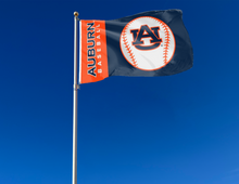 Load image into Gallery viewer, outdoor display of auburn baseball flag for tailgate decor
