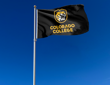 Load image into Gallery viewer, outdoor display of black colorado college tigers flag for tailgate decor