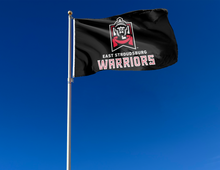 Load image into Gallery viewer, outdoor display of black east stroudsburg warriors flag for tailgate decor