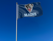 Load image into Gallery viewer, outdoor display of blue university of maine bears flag for tailgate decor