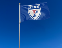 Load image into Gallery viewer, outdoor display of blue upenn flag for tailgate decor
