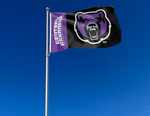 Load image into Gallery viewer, outdoor display of central arkansas bears flag for tailgate decor