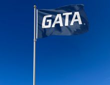 Load image into Gallery viewer, outdoor display of georgia southern university flag with gata logo for tailgate decor