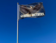 Load image into Gallery viewer, outdoor display of georgia southern university flag with realistic eagle logo for tailgate decor