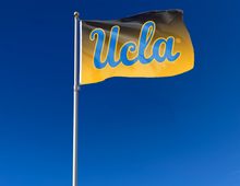 Load image into Gallery viewer, outdoor display of gradient ucla flag for tailgate decor