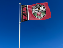 Load image into Gallery viewer, outdoor display of indiana college football playoff championship 2026 flag as part of tailgate decor