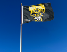 Load image into Gallery viewer, outdoor display of iowa basketball march madness 2026 flag for tailgate decor