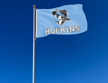 Load image into Gallery viewer, outdoor display of blue johns hopkins blue jays 3x5 flag for tailgate decor