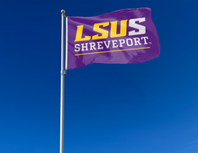Load image into Gallery viewer, outdoor display of lsu shreveport flag for tailgate decor