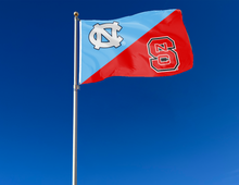 Load image into Gallery viewer, outdoor display of north carolina nc state house divided flag for tailgate decor