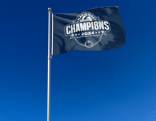 Load image into Gallery viewer, outdoor display of Penn State NCAA Women's Volleyball Championship 2024 Champions 3x5 Flag for tailgate decor