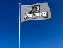 Load image into Gallery viewer, outdoor display of grey providence college flag for tailgate decor