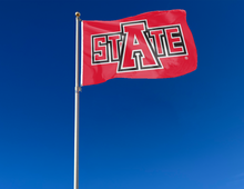Load image into Gallery viewer, outdoor display of red arkansas state university flag for tailgate decor